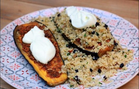 aubergine à la chermoula, semoule aux fruits secs et yaourt de Yotam Ottolenghi