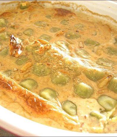 gratin de ravioles au saint marcellin et aux noix
