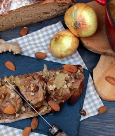 ragoût de filet mignon de porc aux amandes et gingembre
