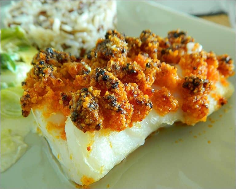 Dos de cabillaud en crumble de chorizo et parmesan - Happy papilles