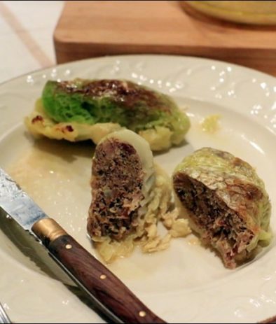 chou farci au canard confit