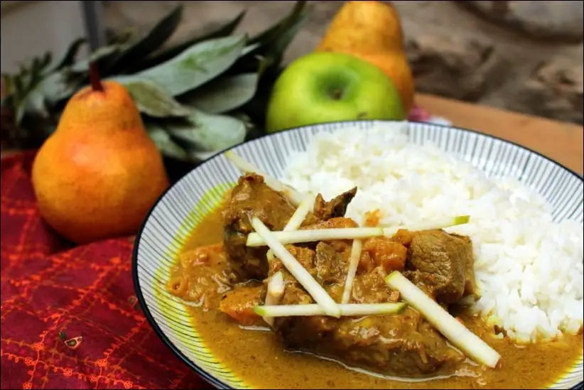 agneau curry et lait de coco ananas poire