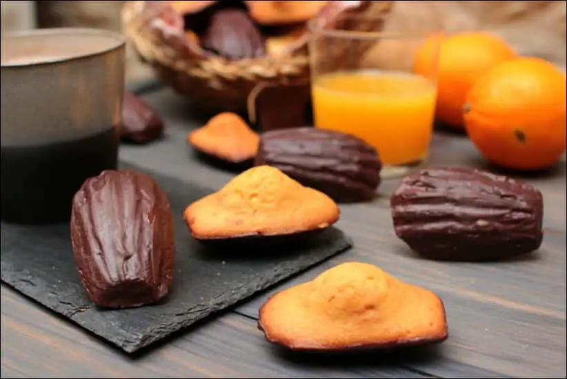 madeleines à l'orange coque chocolat