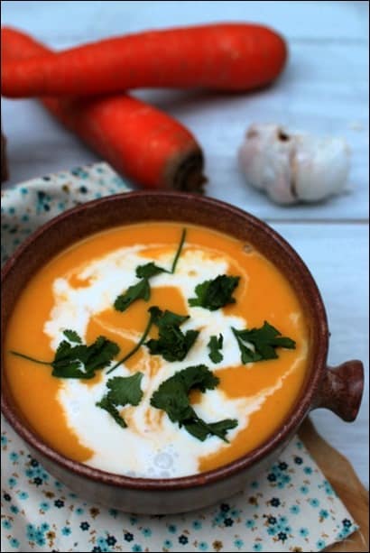 soupe carotte lait de coco gingembre