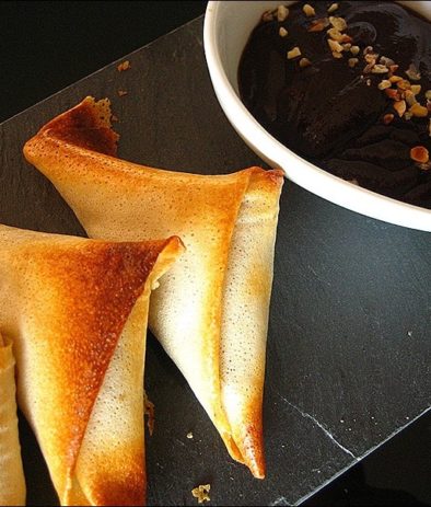 bricks aux pommes et poires et leur sauce au chocolat