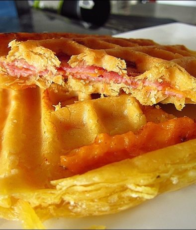 gaufres feuilletées jambon fromage