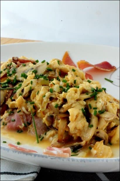omelette jambon et champignons