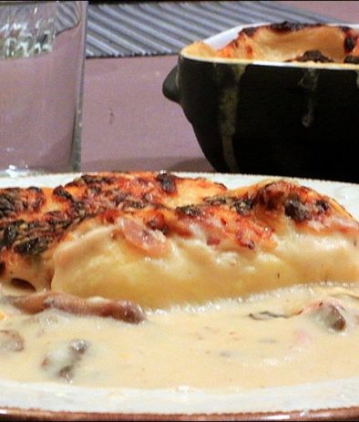 quenelles au jambon et champignons gratinées