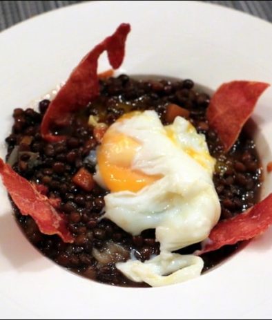 salade de lentilles à l'oeuf poché
