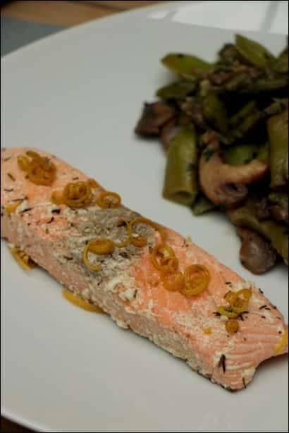 saumon confit à l'huile d'olive basse temperature