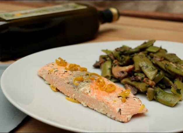 saumon confit à l'huile d'olive