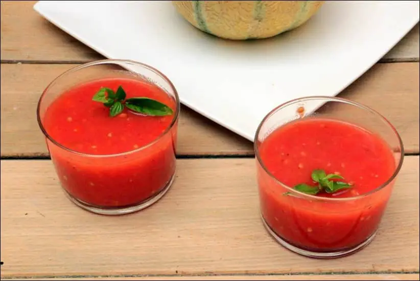 soupe froide tomate et basilic