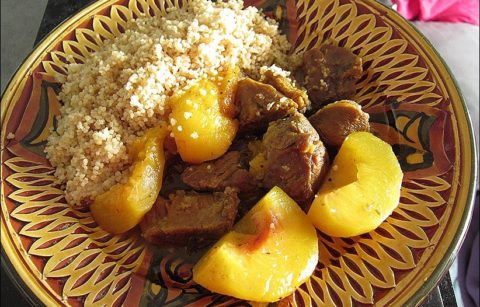 tajine d'agneau à la pêche