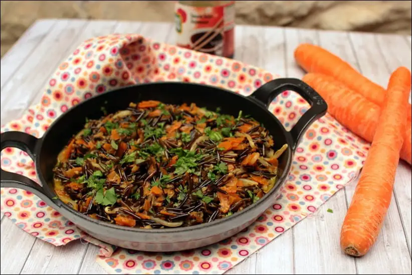 wok de riz sauvage aux légumes curry et lait de coco
