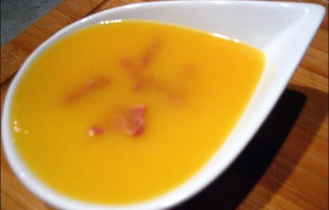 soupe d'automne au potiron et lardons