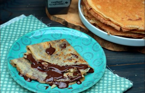 crêpes au lait d'amandes et crème chocolat praliné express