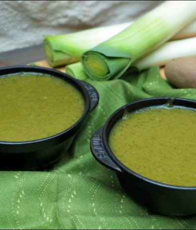 Soupe au vert de poireau et tapioca