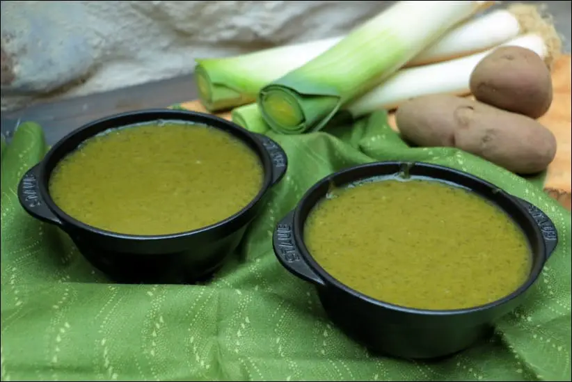 Soupe au vert de poireau et tapioca