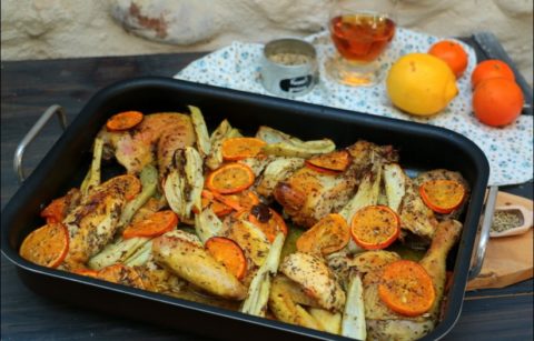 poulet roti aux clémentines et à l'arak de Yotam Ottolenghi