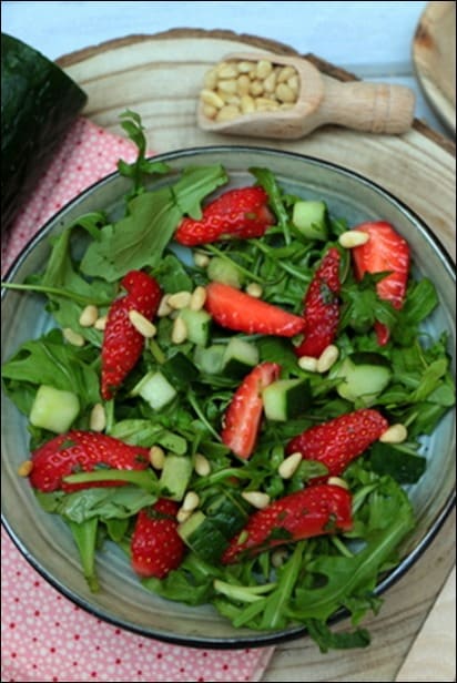 salade salée fraises concombre
