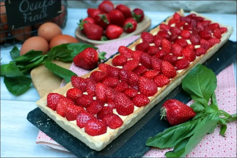 tarte aux fraises et basilic