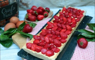 tarte aux fraises et crème pâtissière au basilic de Cyril Lignac