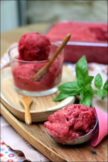sorbet fraise basilic