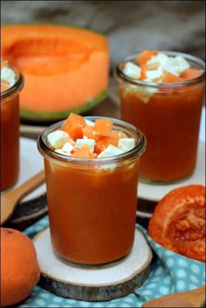 soupe froide melon sucré salé abricot feta
