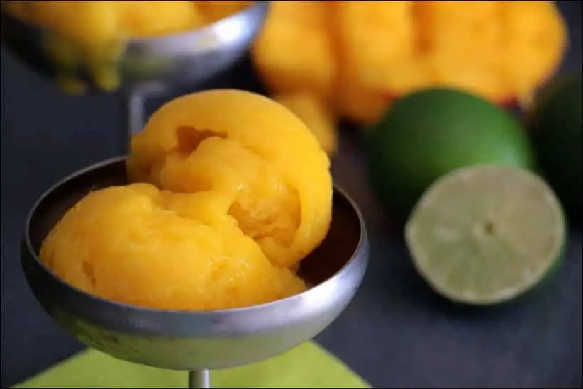 sorbet à la mangue et citron vert