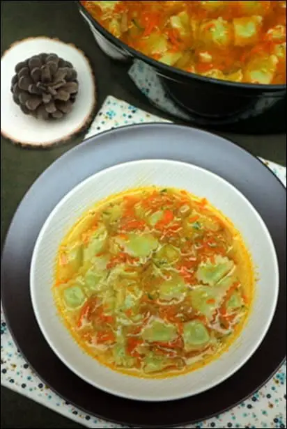 soupe ravioles poireau carottes courgettes