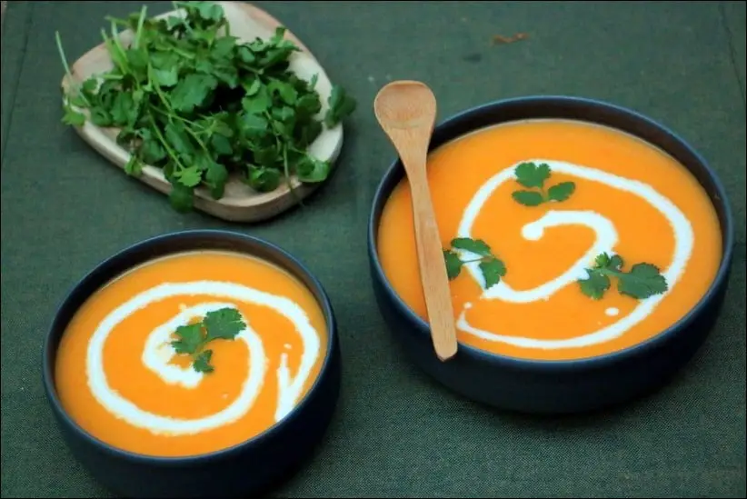 soupe carotte lait de coco coriandre