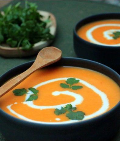 velouté de carottes au lait de coco et coriandre