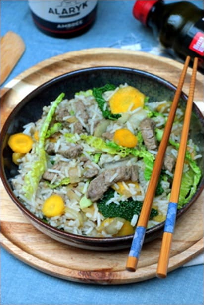 wok boeuf légumes croquants