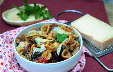 one pot pasta aux aubergines et champignons