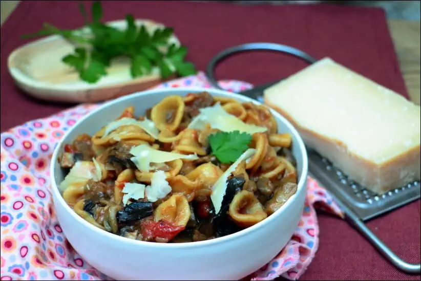 one pot pasta aux aubergines et champignons