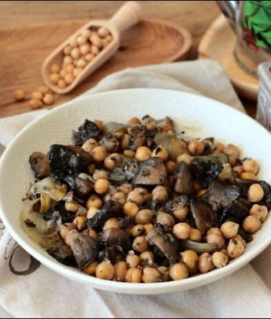 poêlée de pois chiches aux champignons