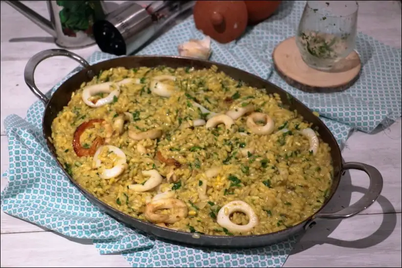 riz espagnol safran calamars