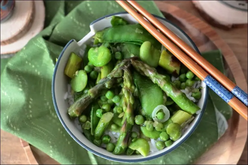 wok pois mange tout petits pois asperges
