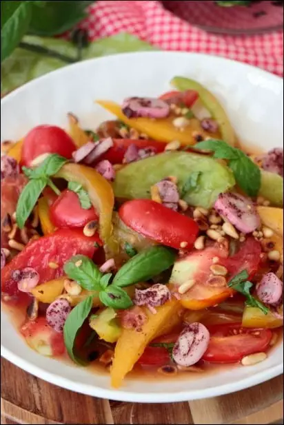salade tomates échalotes pignons