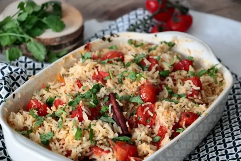 riz cuit au four et tomates confites
