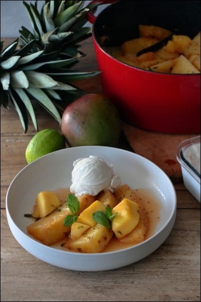 dessert ananas mangue menthe vanille
