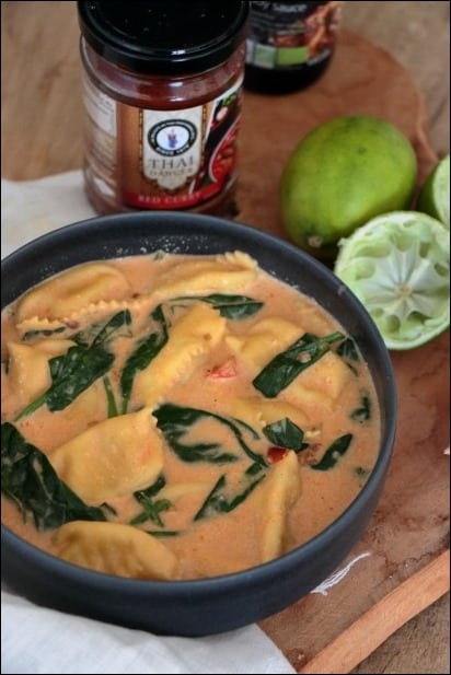 soupe thai curry rouge tortellini