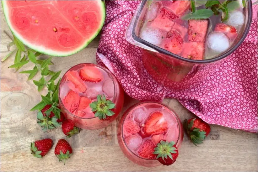 agua fresca pasteque fraises verveine