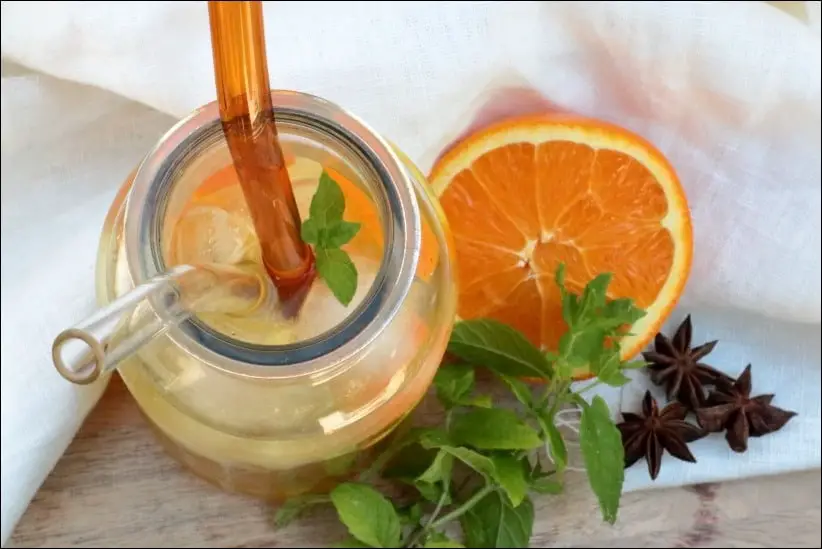 eau detox orange et menthe