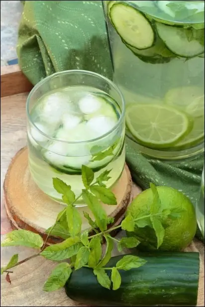 eau infusée concombre citron vert menthe