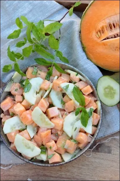 salade de melon et concombre sauce yaourt