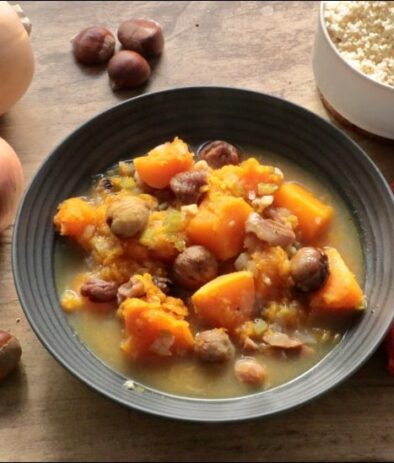 tajine de courge aux châtaignes et épices douces