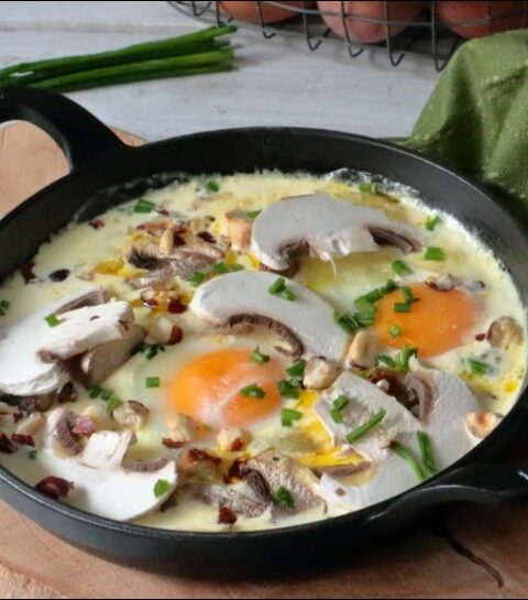 oeufs cocotte au foie gras et champignons