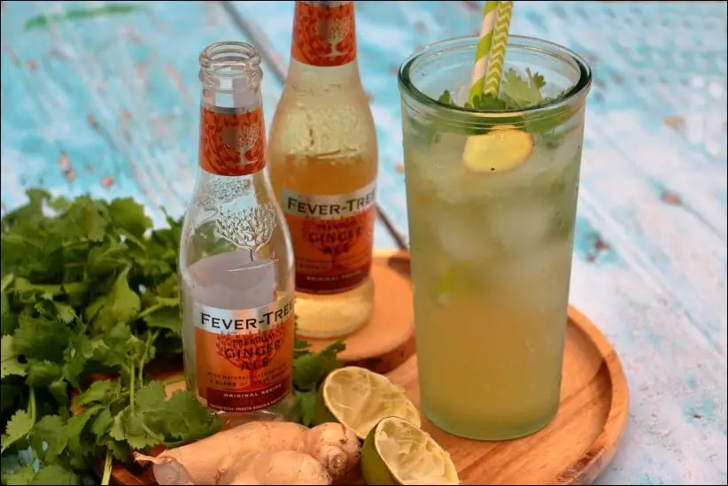cocktail sans alcool gingembre citron vert coriandre