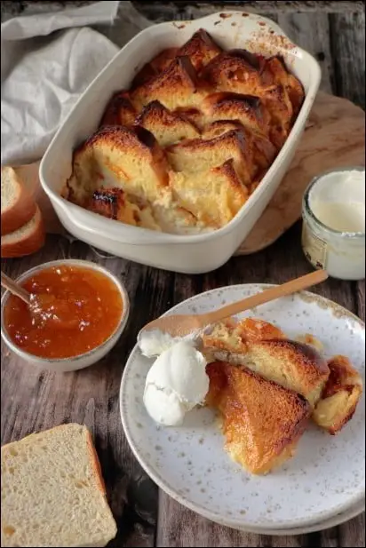 bread and butter pudding miel et orange